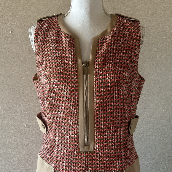 NWT Karen Millen Tweed And Contrast Pocket A Line Mini Dress Tan and Orange 10 - Picture 6 of 13